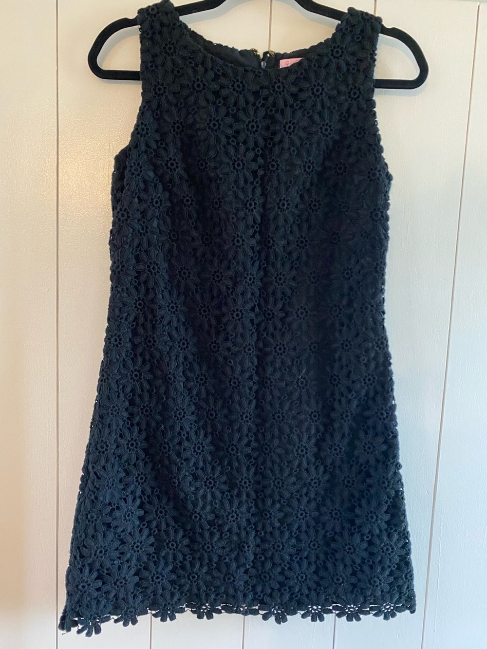 Lilly Pulitzer Black Lace Floral Dress